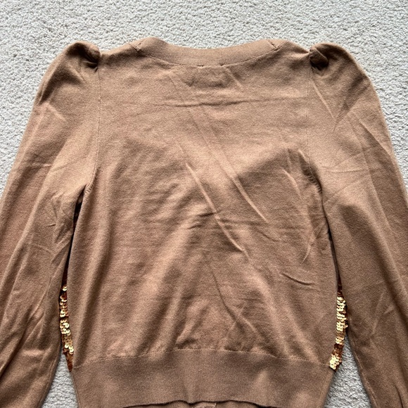 NWT Express Women's Sequin Long Sleeve Button Front Cardigan Sweater Top XS Gold - Picture 14 of 15
